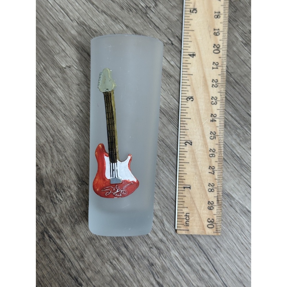 Frosted Tall Shot Glass‎ with 3D Red Electric Guitar Relief Music Barware - Picture 6 of 6